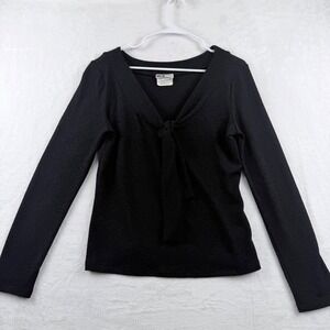 I.N. Studio San Francisco Black Tie Front Top Women L Y2K Stretch USA
